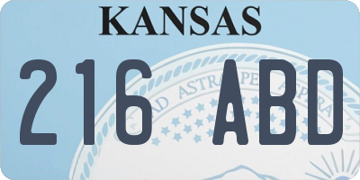 KS license plate 216ABD