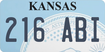KS license plate 216ABI