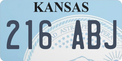 KS license plate 216ABJ