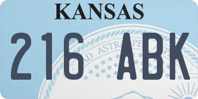 KS license plate 216ABK
