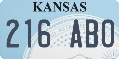 KS license plate 216ABO