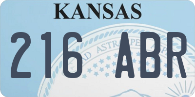KS license plate 216ABR