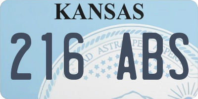 KS license plate 216ABS