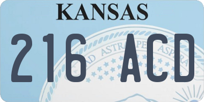 KS license plate 216ACD