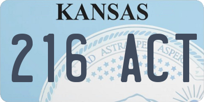 KS license plate 216ACT