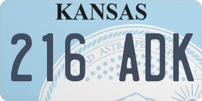 KS license plate 216ADK