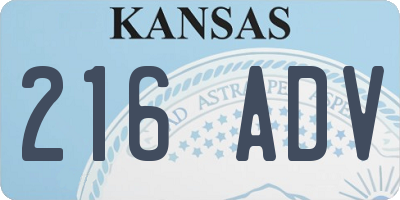 KS license plate 216ADV