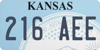 KS license plate 216AEE