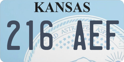 KS license plate 216AEF
