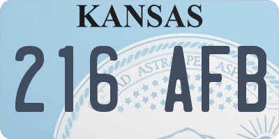 KS license plate 216AFB
