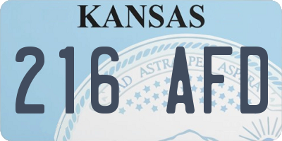 KS license plate 216AFD