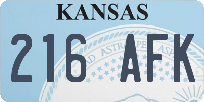 KS license plate 216AFK