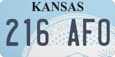 KS license plate 216AFO