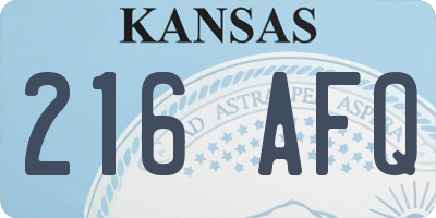 KS license plate 216AFQ