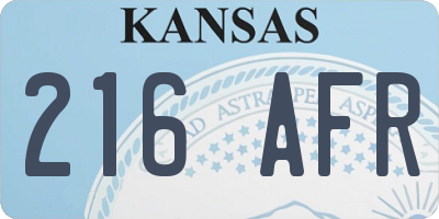KS license plate 216AFR