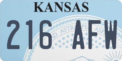 KS license plate 216AFW