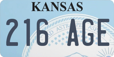 KS license plate 216AGE