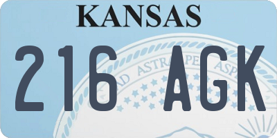 KS license plate 216AGK
