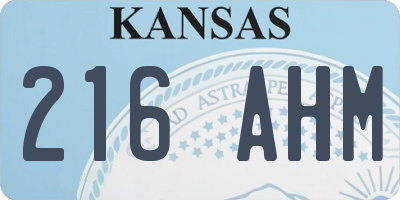 KS license plate 216AHM