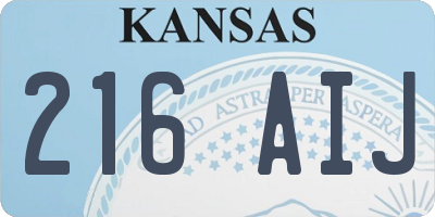 KS license plate 216AIJ