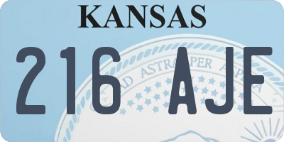 KS license plate 216AJE