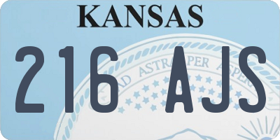 KS license plate 216AJS