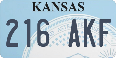 KS license plate 216AKF