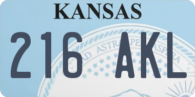 KS license plate 216AKL