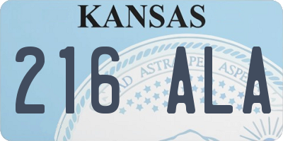 KS license plate 216ALA