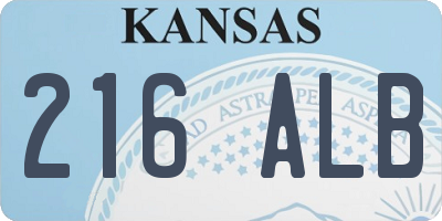 KS license plate 216ALB