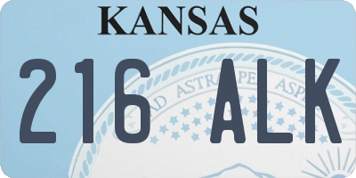 KS license plate 216ALK