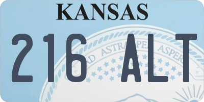 KS license plate 216ALT