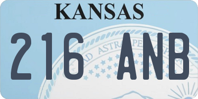 KS license plate 216ANB