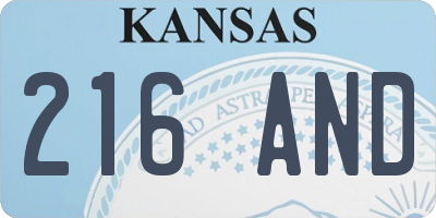 KS license plate 216AND