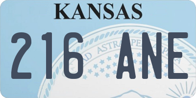 KS license plate 216ANE