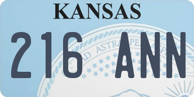 KS license plate 216ANN