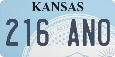 KS license plate 216ANO