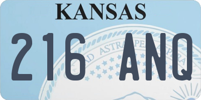 KS license plate 216ANQ