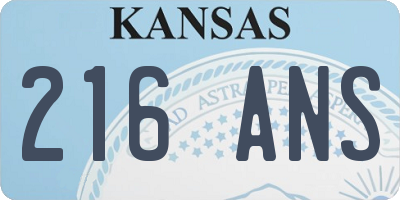 KS license plate 216ANS