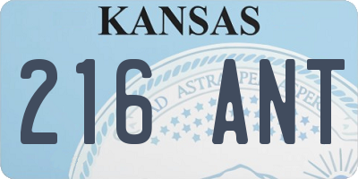 KS license plate 216ANT