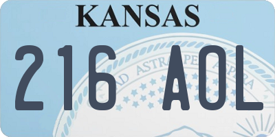 KS license plate 216AOL