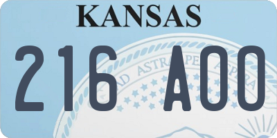 KS license plate 216AOO