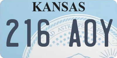 KS license plate 216AOY
