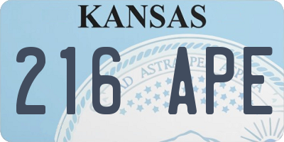 KS license plate 216APE