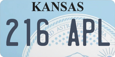KS license plate 216APL