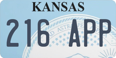 KS license plate 216APP