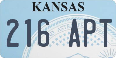 KS license plate 216APT