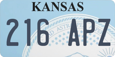 KS license plate 216APZ