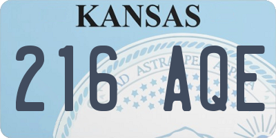 KS license plate 216AQE