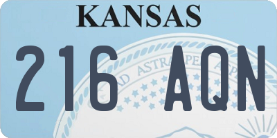 KS license plate 216AQN